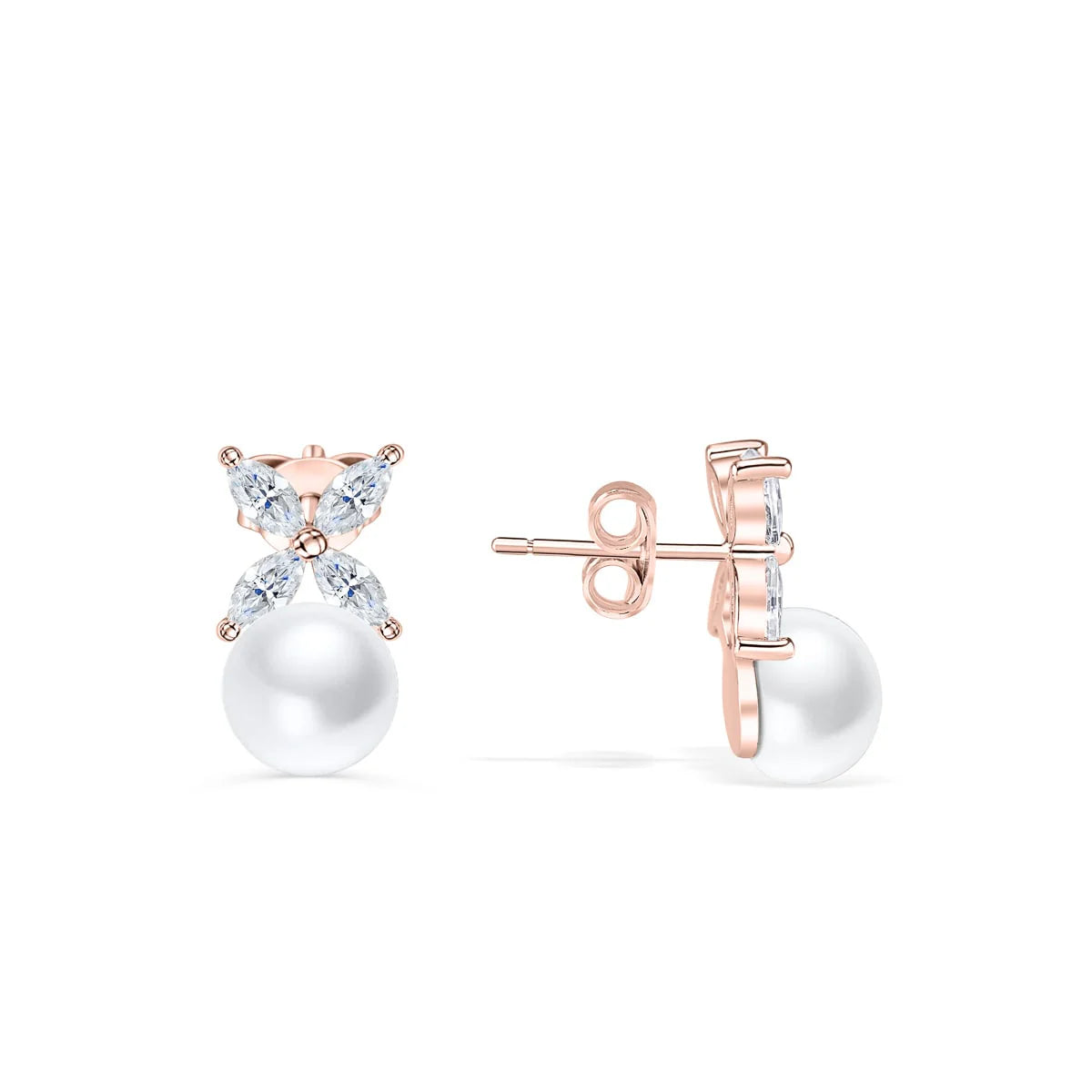 Marquise Floral Pearl Bridal Earrings