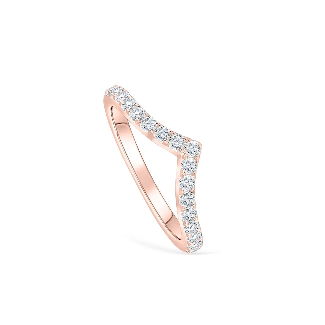 Chevron Half Eternity Wedding Band