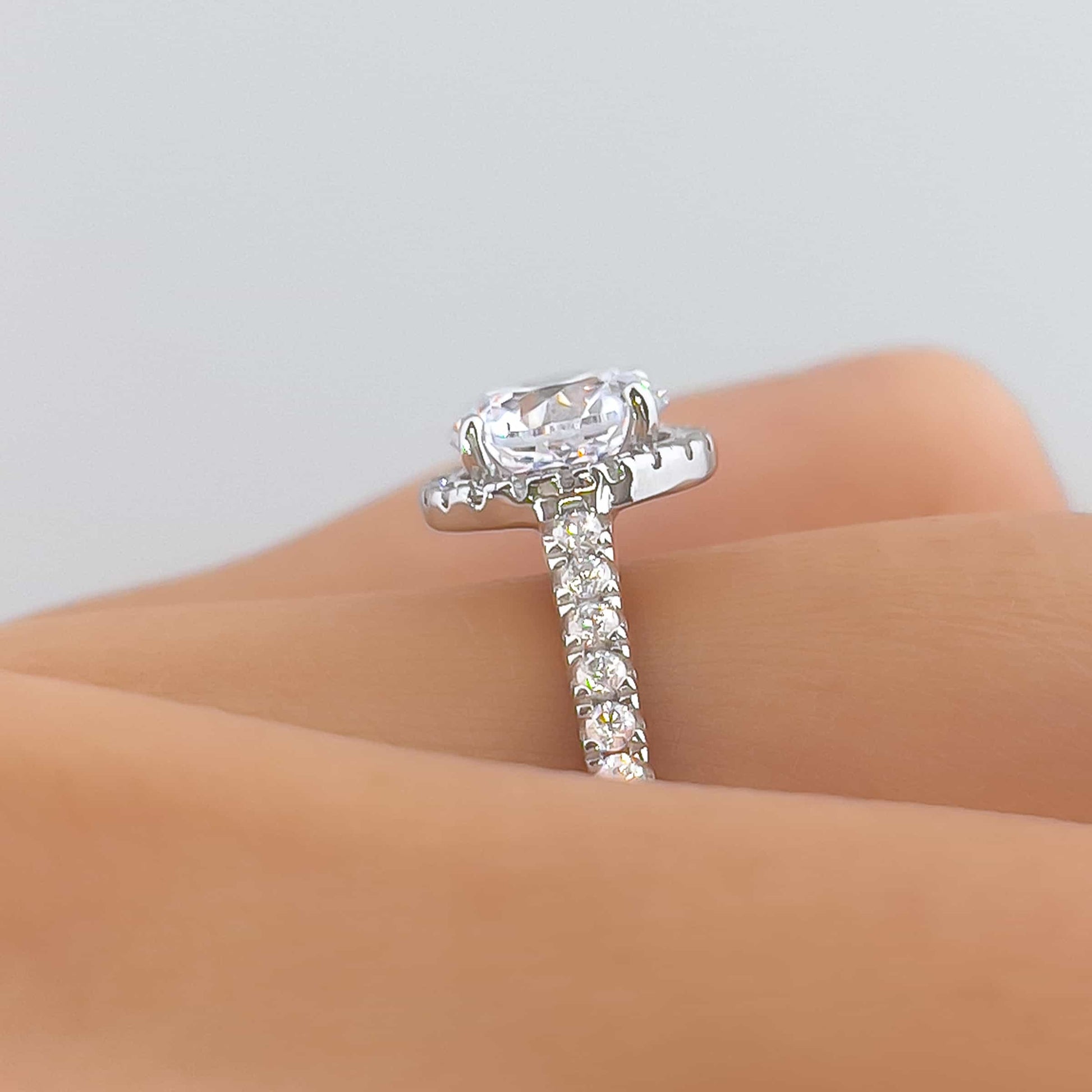 Round Halo Engagement Ring Set