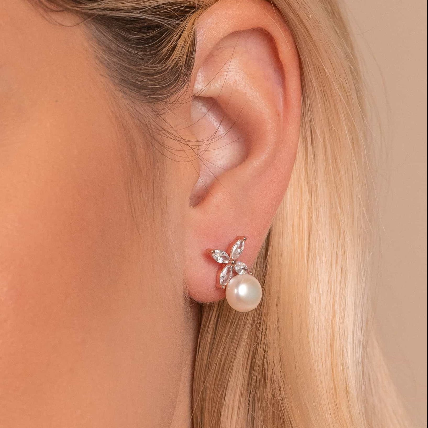 Marquise Floral Pearl Bridal Earrings