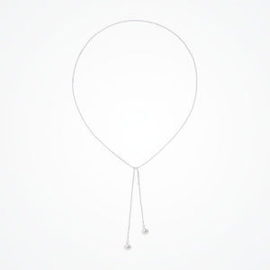 Silver Pear Droplet Lariat Bridal Necklace