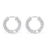 925 Sterling Silver Studded Hoop Bridal Earrings