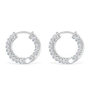 925 Sterling Silver Studded Hoop Bridal Earrings