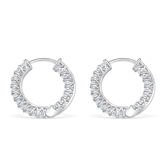 925 Sterling Silver Studded Hoop Bridal Earrings