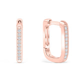 Rose Gold Square Huggie Bridal Earrings