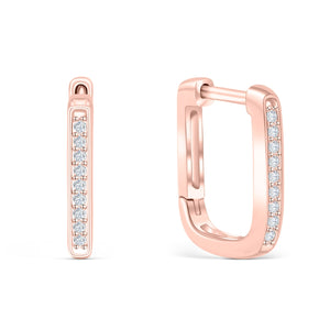 Rose Gold Square Huggie Bridal Earrings