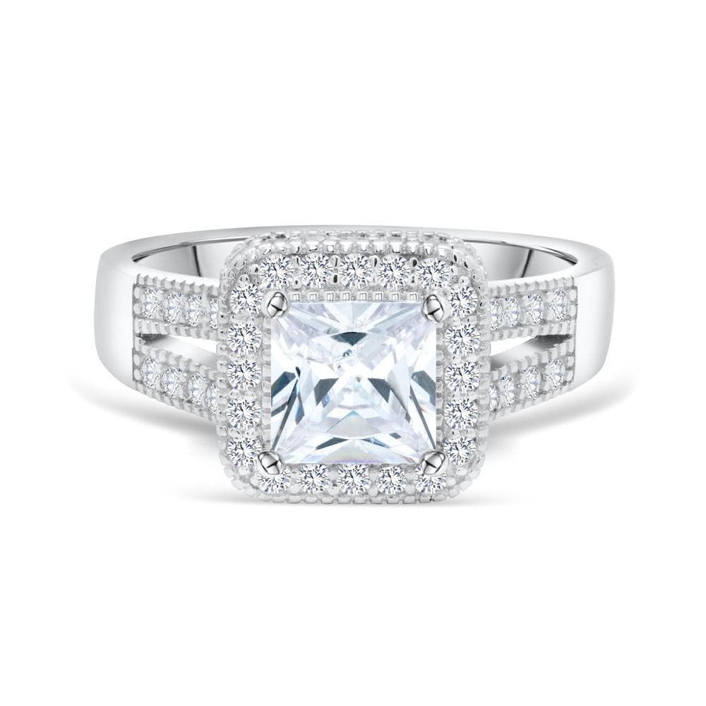 2 Carat Split Shank Princess Cut Engagement Ring