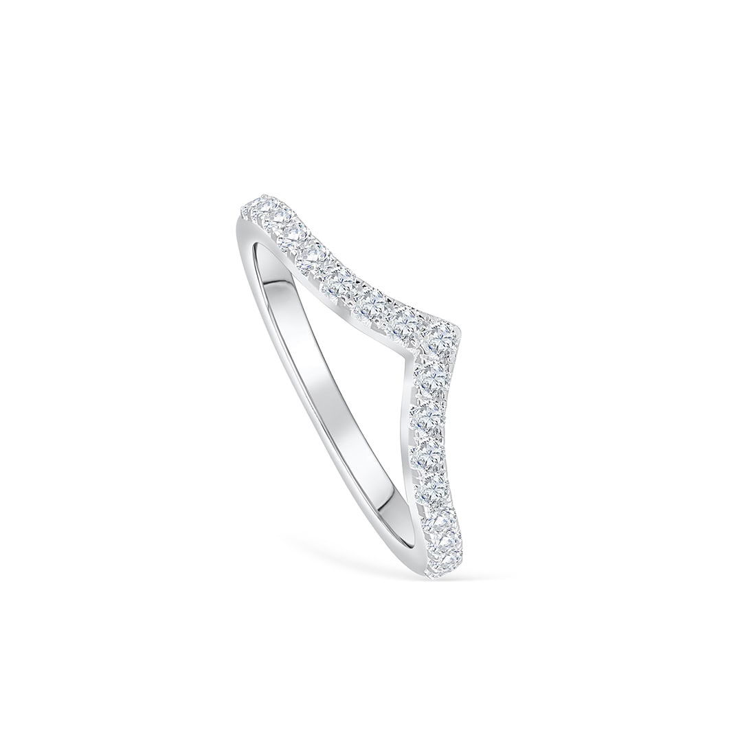 Chevron Half Eternity Wedding Band
