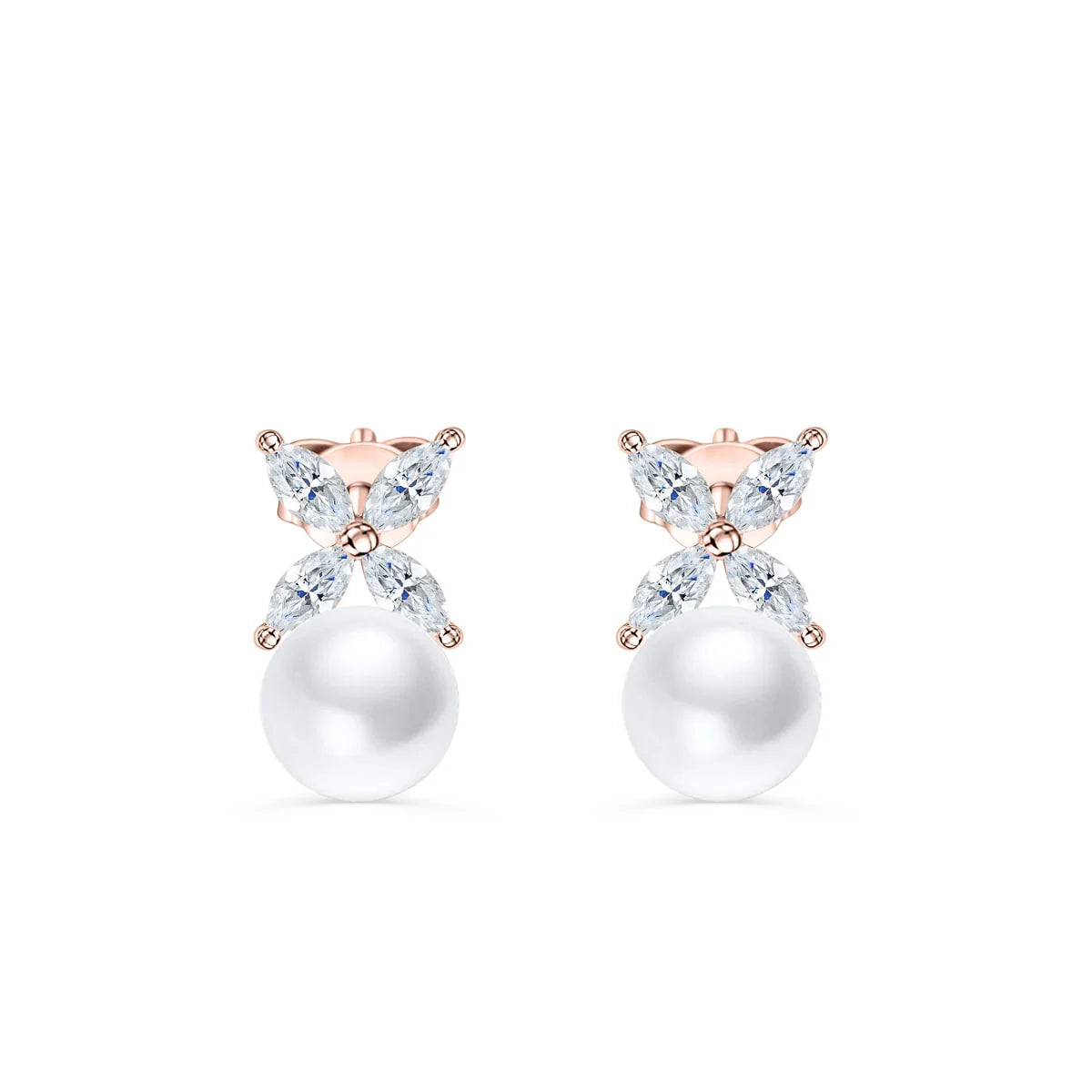 Marquise Floral Pearl Bridal Earrings