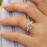 Simulated Morganite Round Halo Engagement Ring