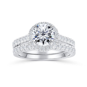 Round Halo Engagement Ring Set