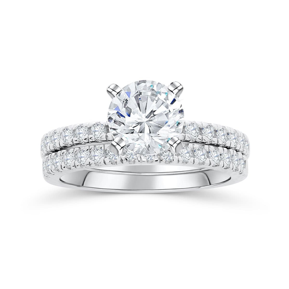 Round Cut Engagement Ring Set