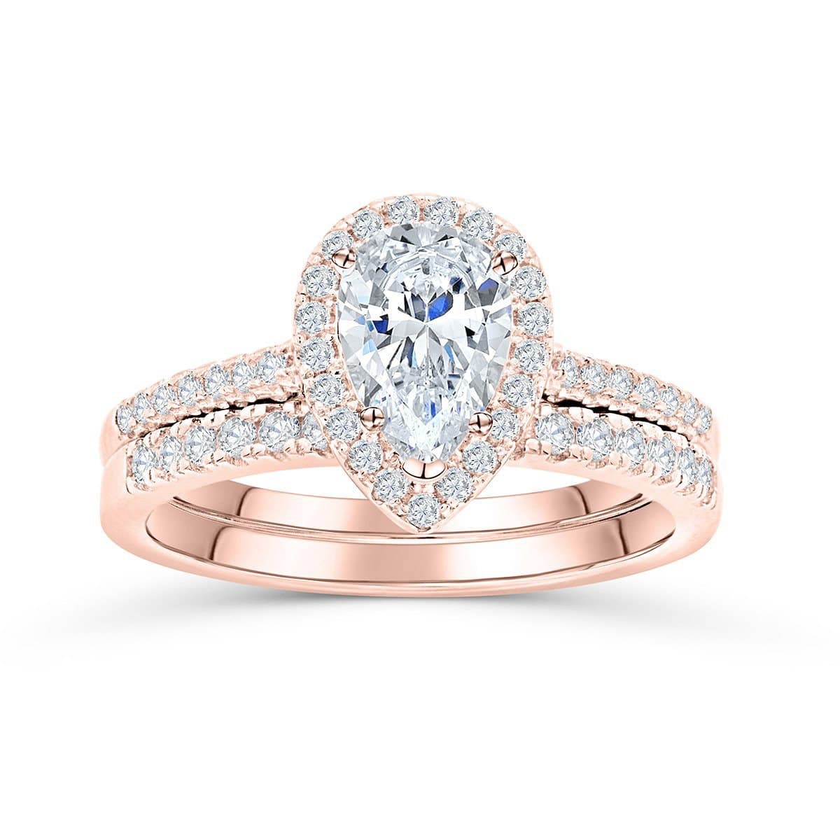Cushion Halo Engagement Ring Set