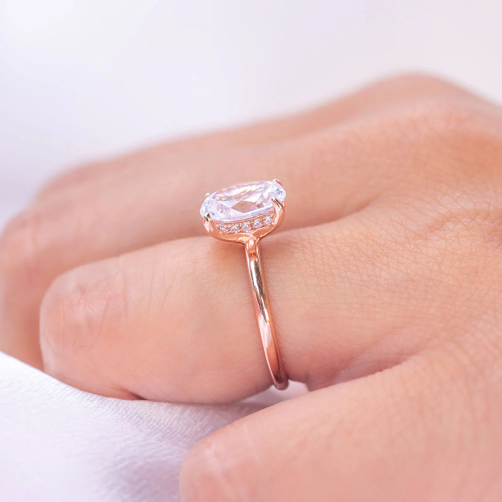 Round Hidden Halo Solitaire Engagement Ring