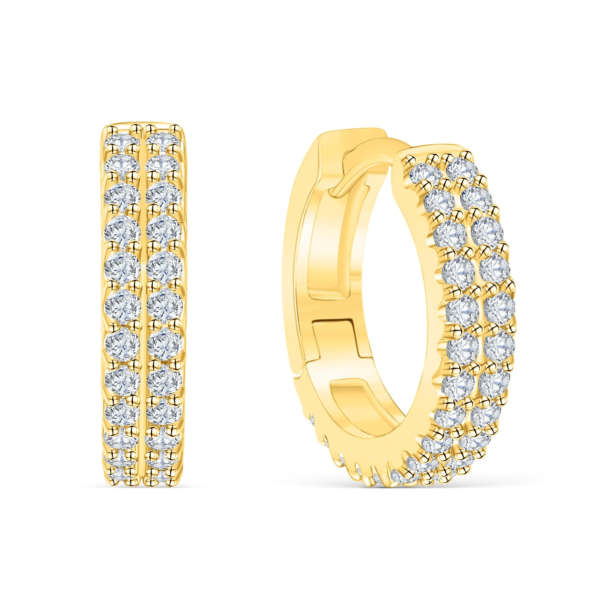 Double Row Huggie Bridal Earrings