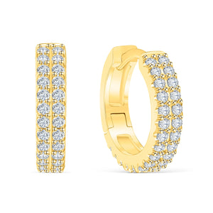 Gold Double Row Huggie Bridal Earrings
