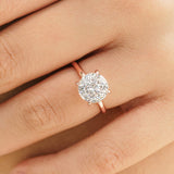 Round Hidden Halo Solitaire Engagement Ring
