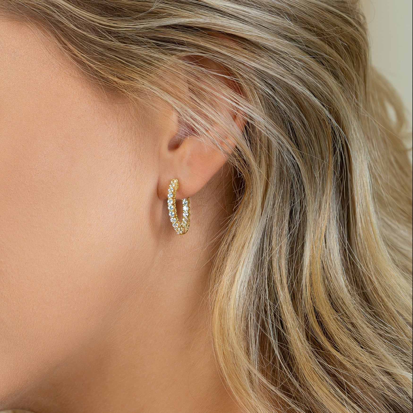 Studded Bridal Hoop Earrings