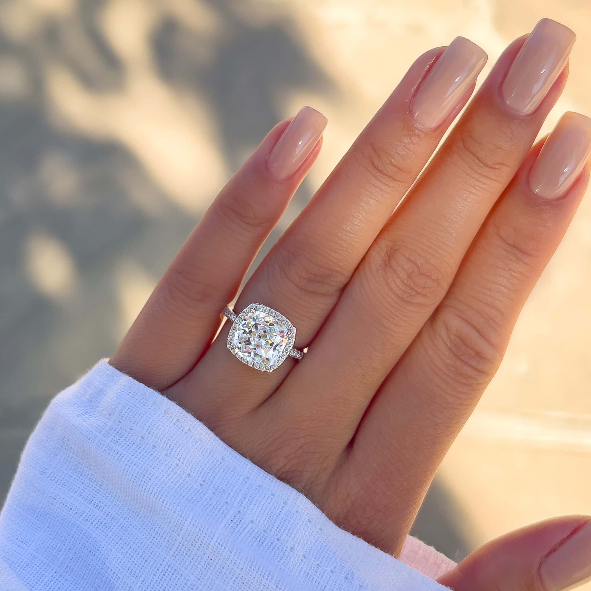 Cushion Cut Halo Engagement Ring