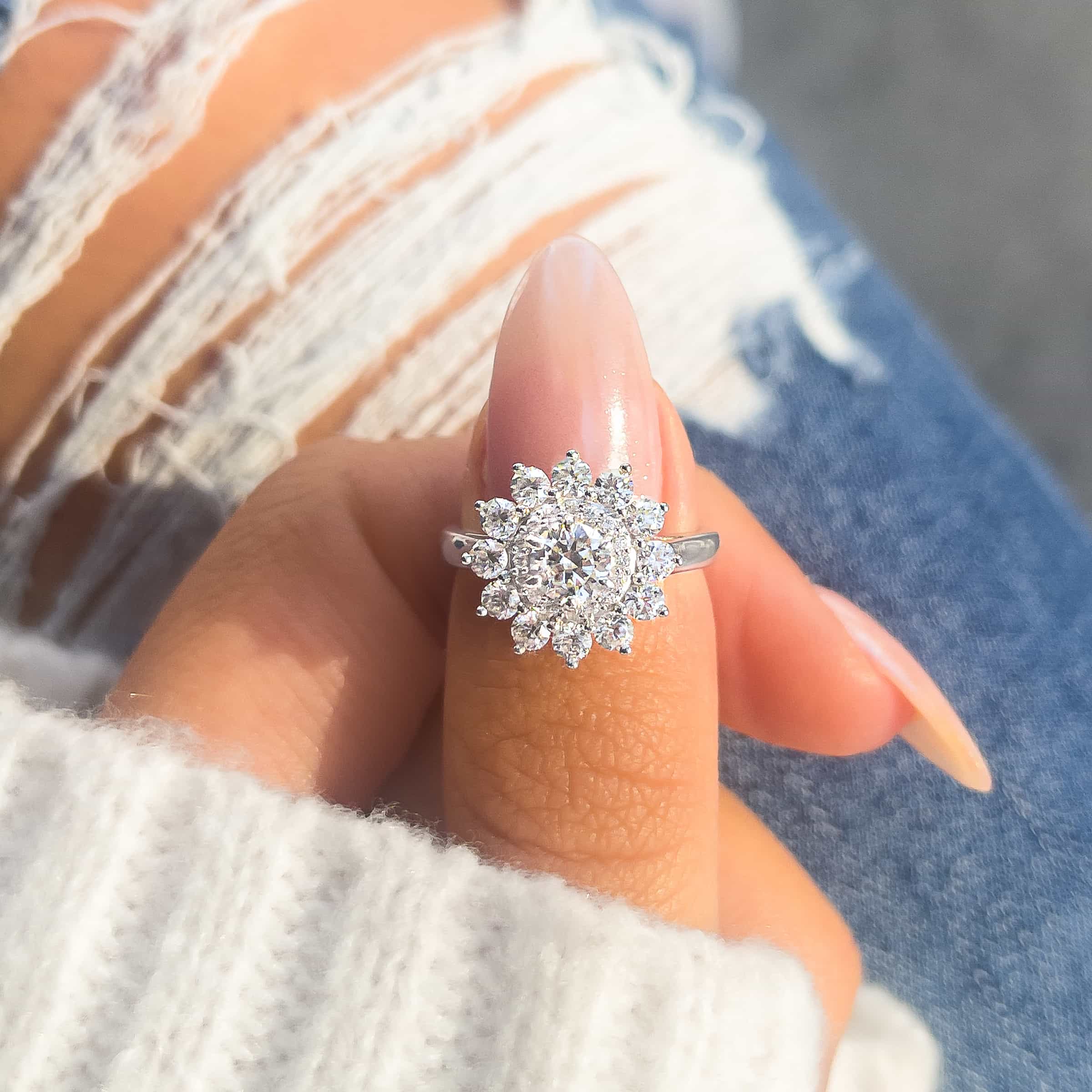 Round Halo Solitaire Engagement Ring