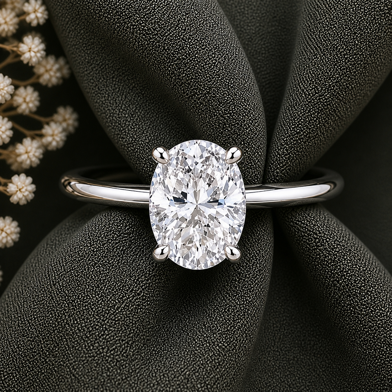 3 Carat Oval Cut Solitaire Moissanite Ring