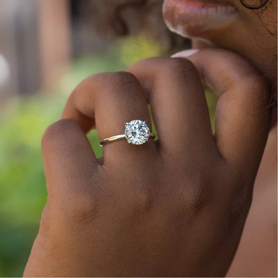 Round Hidden Halo Solitaire Engagement Ring