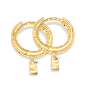 Gold Huggie Drop Bridal Earrings