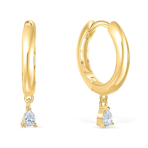 Gold Huggie Drop Bridal Earrings