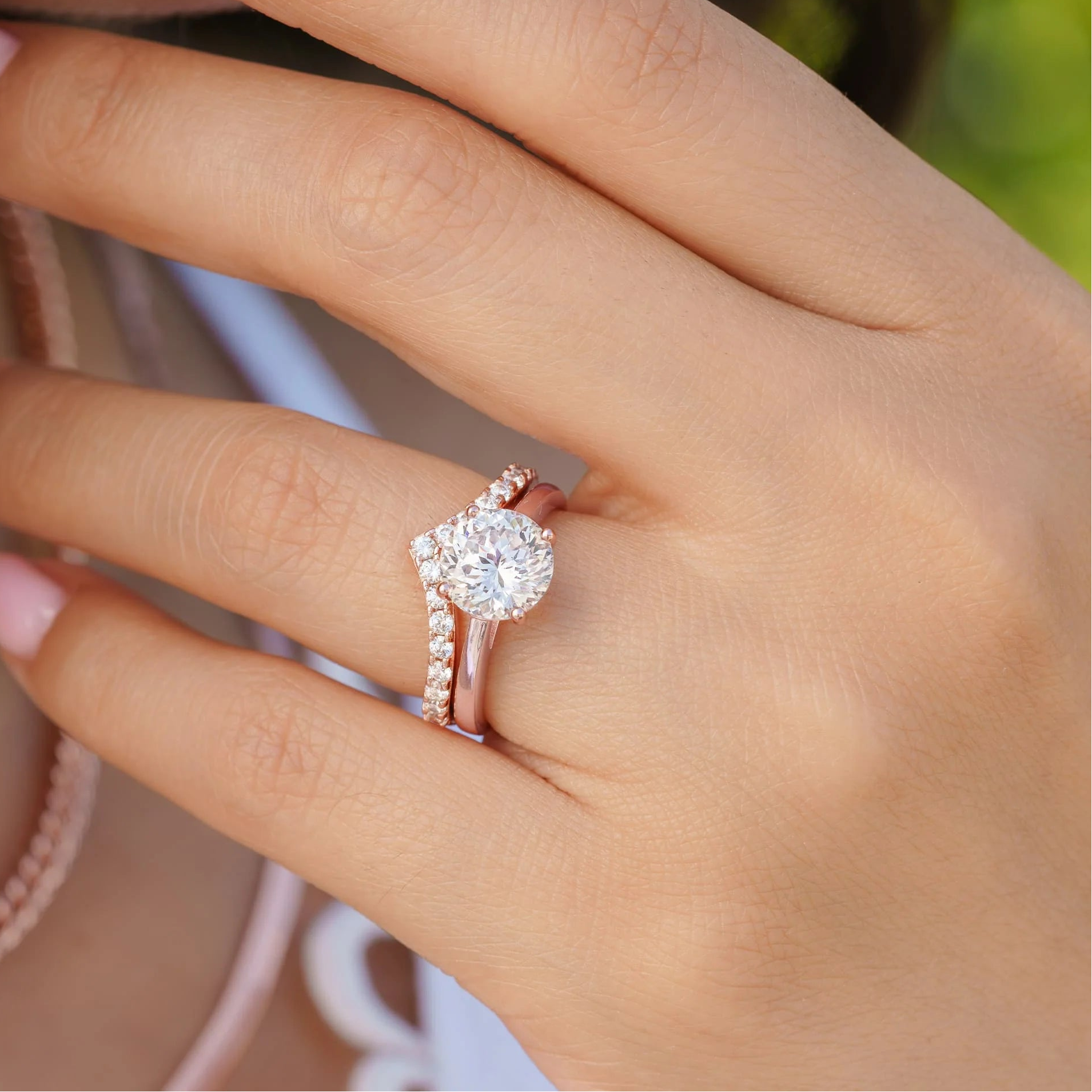 Chevron Half Eternity Wedding Band