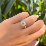 Simulated Morganite Round Halo Engagement Ring
