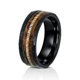 Hammered Tungsten Antler Wedding Ring