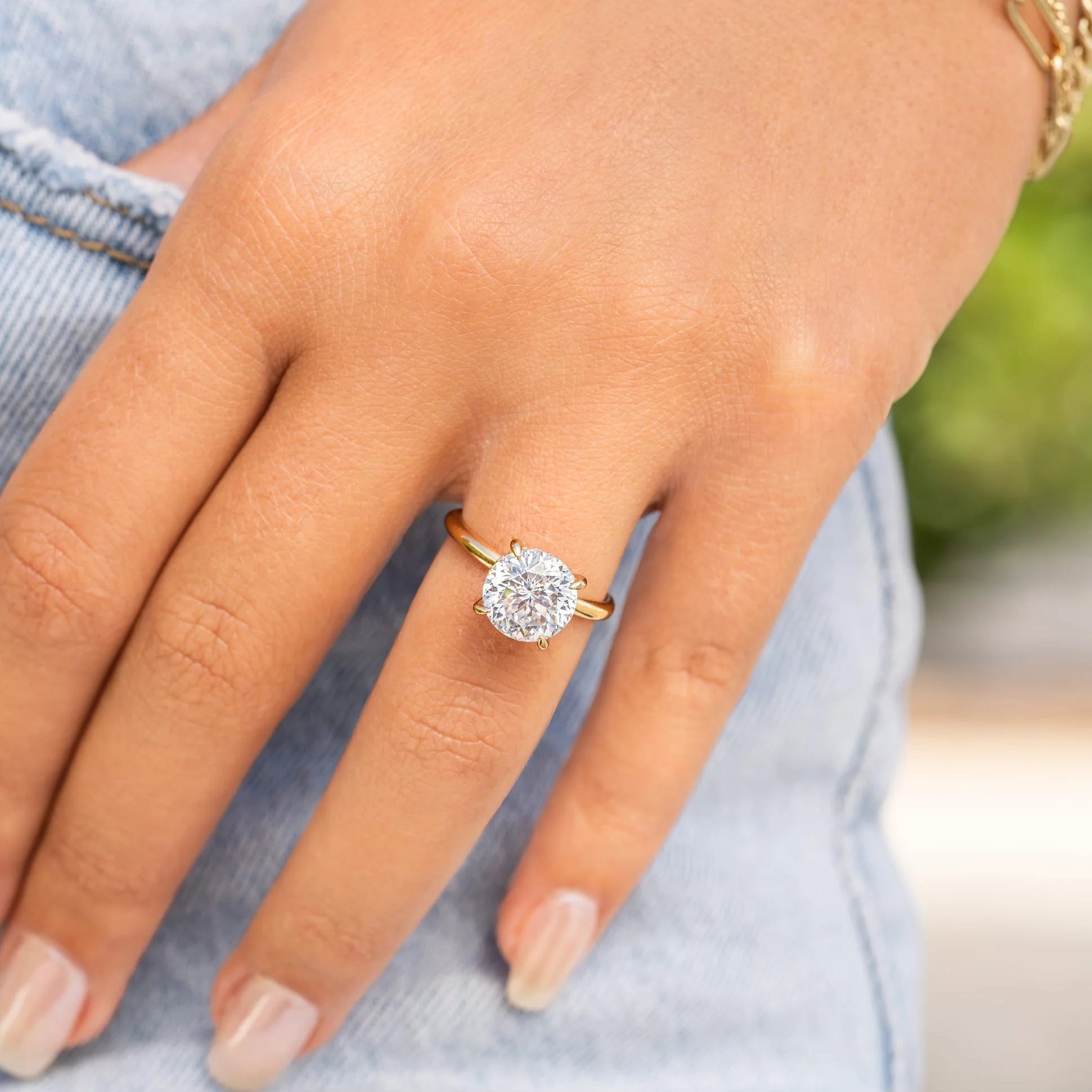 Round Hidden Halo Solitaire Engagement Ring