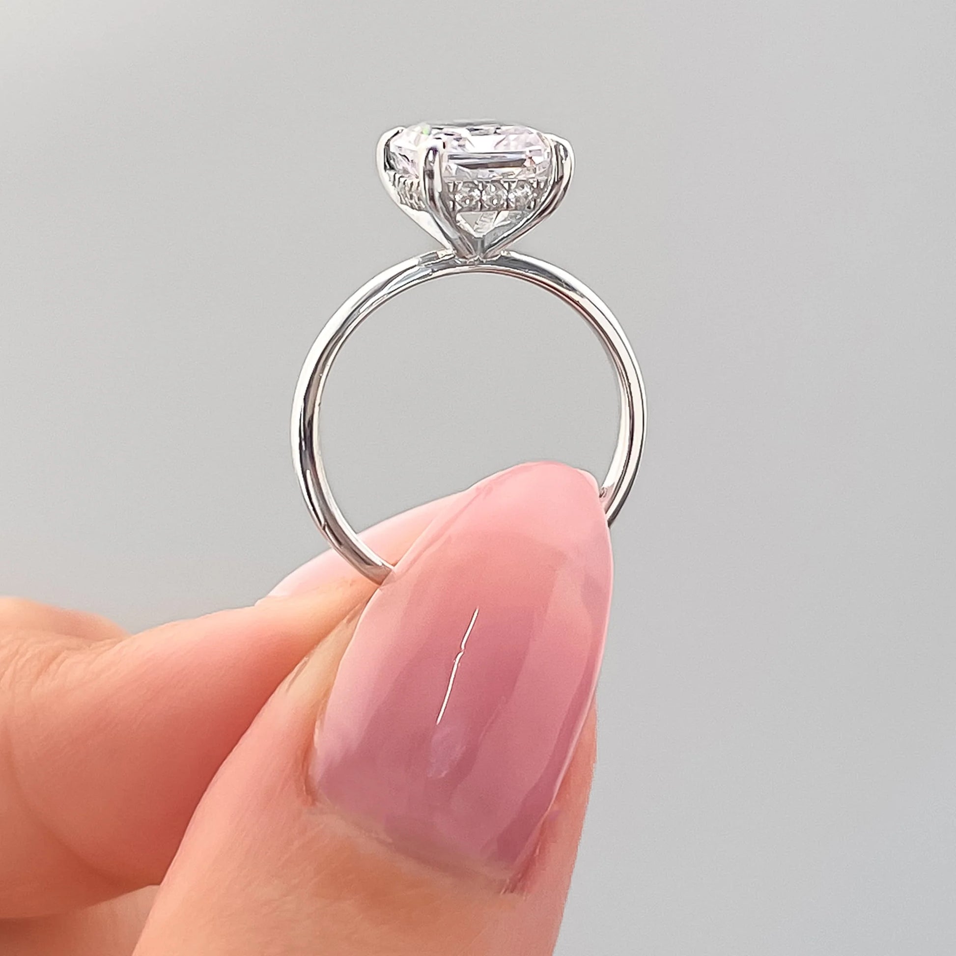 Oval Hidden Halo Engagement Ring