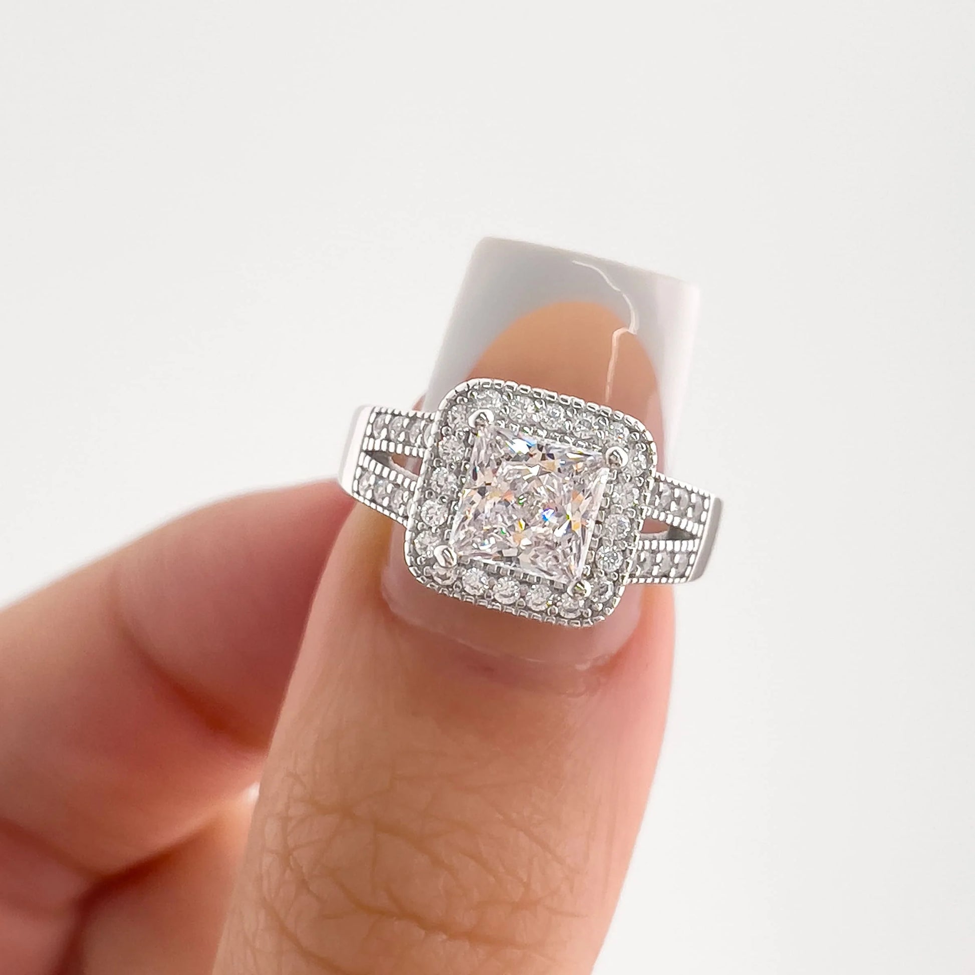 2 Carat Split Shank Princess Cut Engagement Ring
