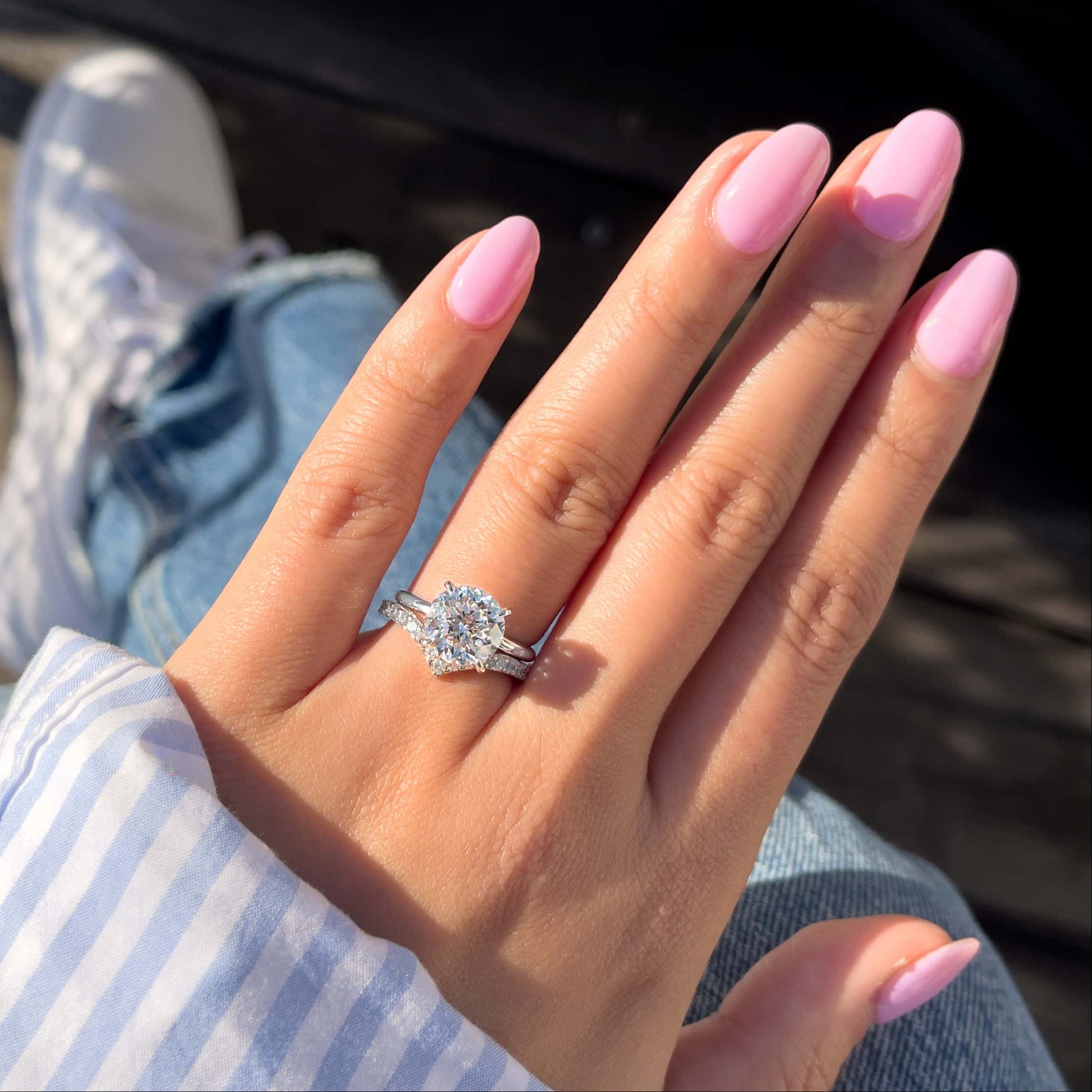 Round Hidden Halo Solitaire Engagement Ring