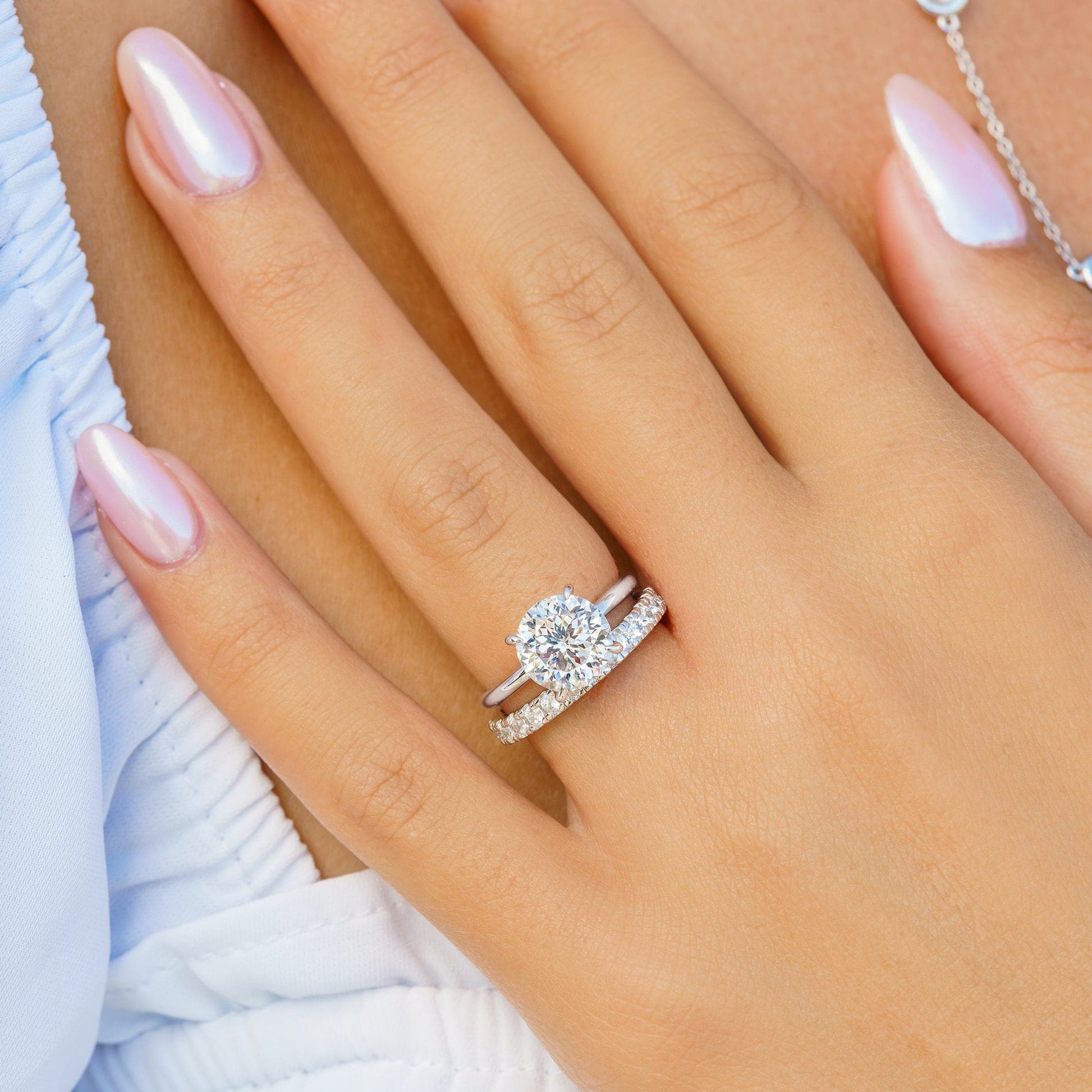 Round Hidden Halo Solitaire Engagement Ring