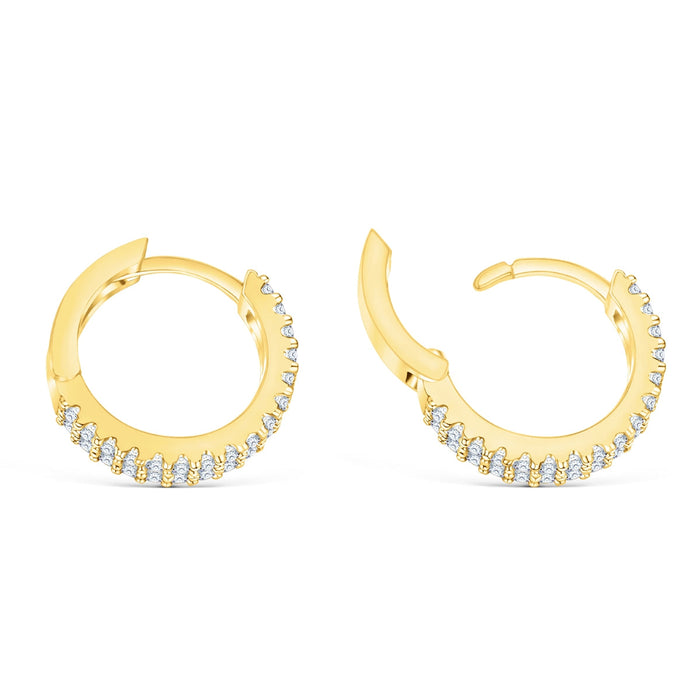 Gold Double Row Huggie Bridal Earrings