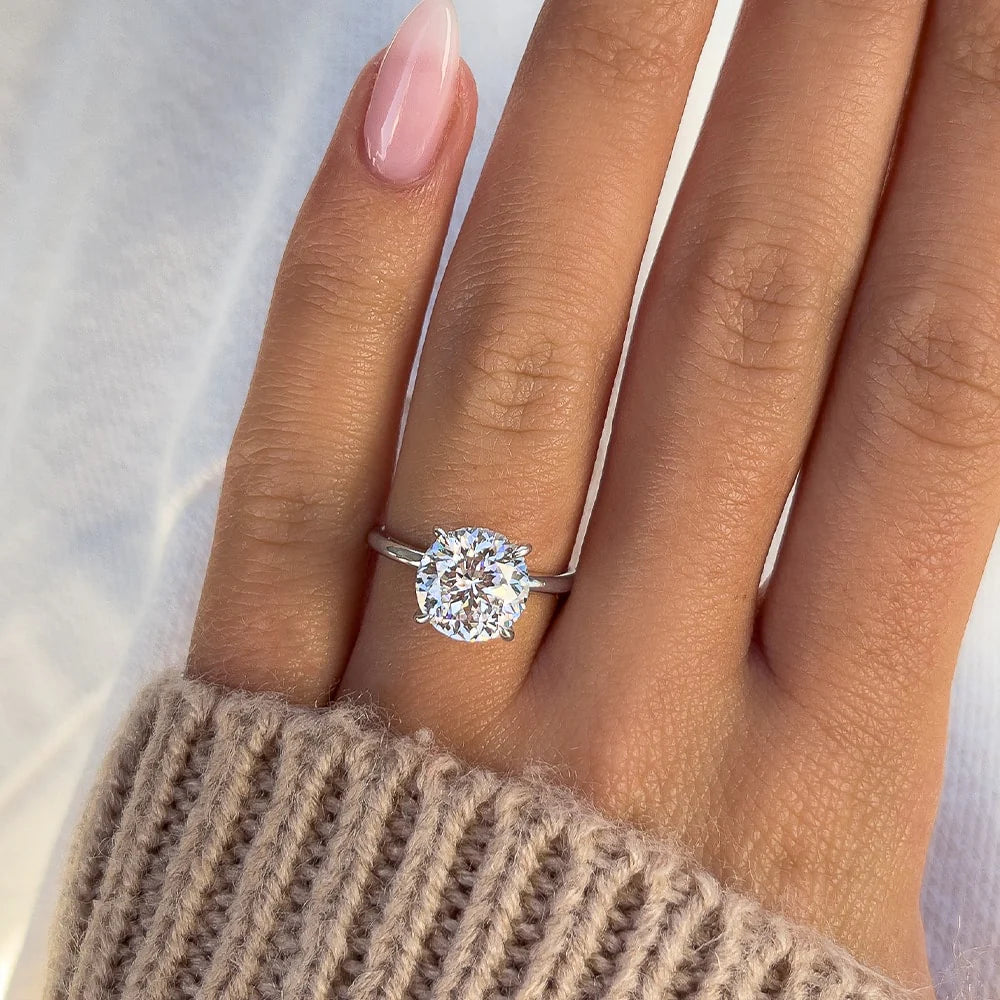 Round Hidden Halo Solitaire Engagement Ring