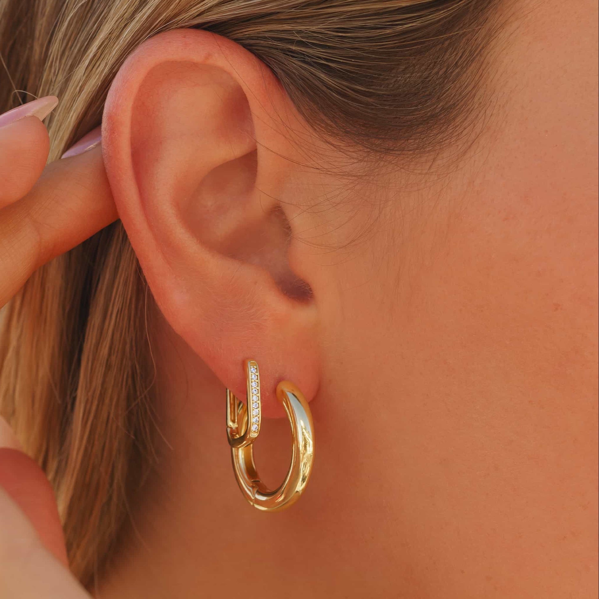 Square Huggie Bridal Earrings