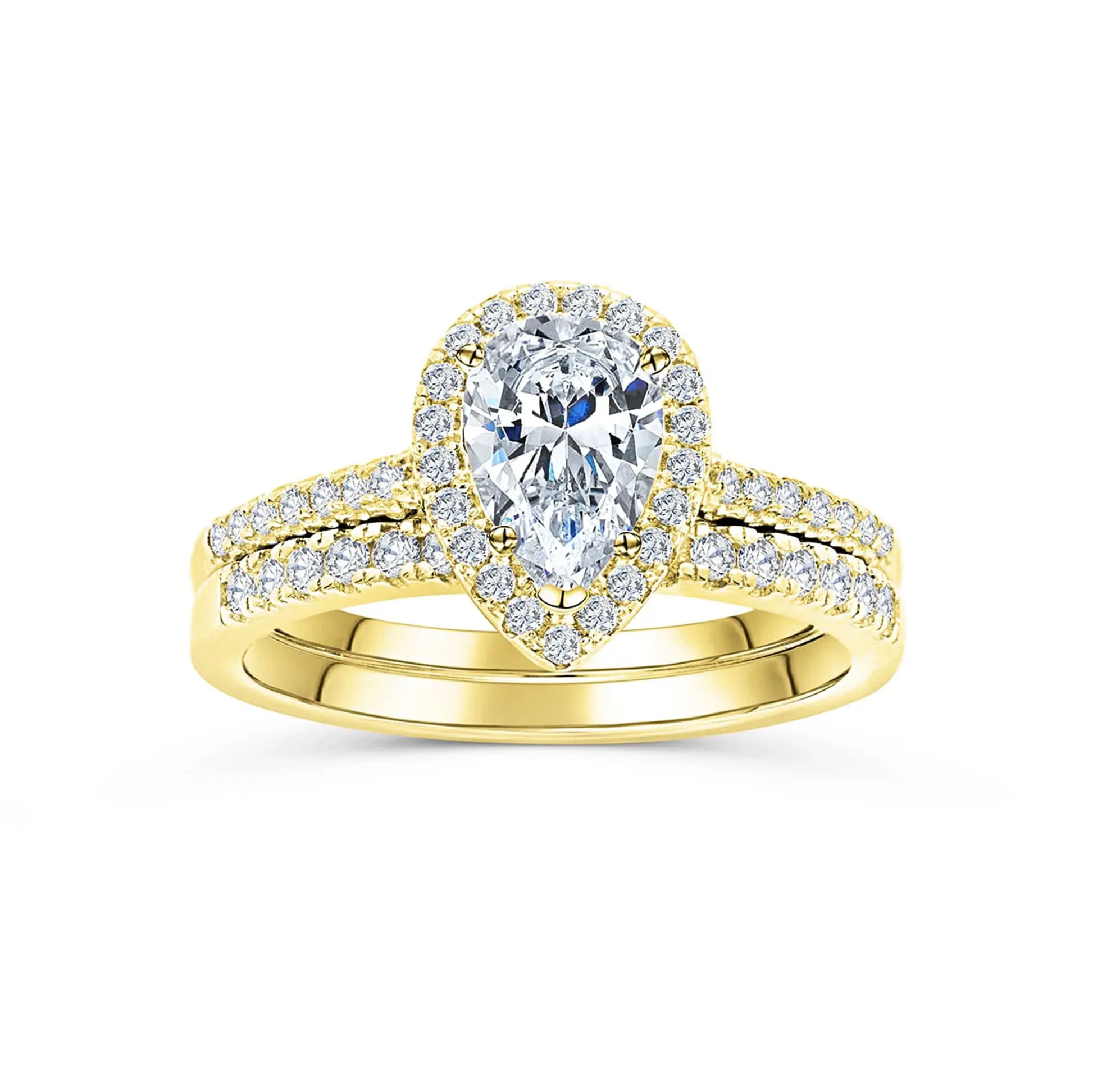 Cushion Halo Engagement Ring Set