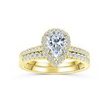 Cushion Halo Engagement Ring Set
