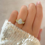 Cushion Halo Engagement Ring Set