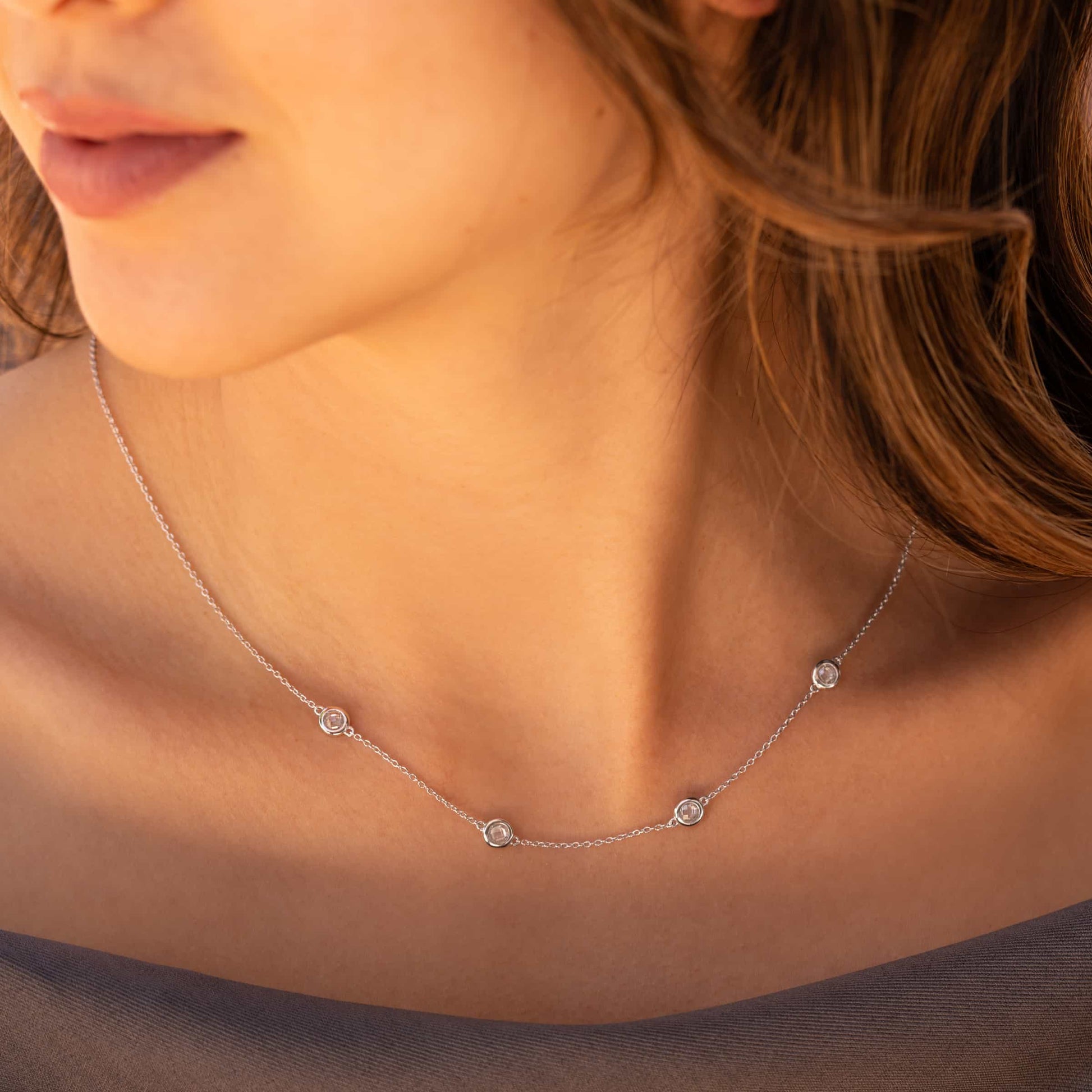 Diamond Station Bridal Necklace
