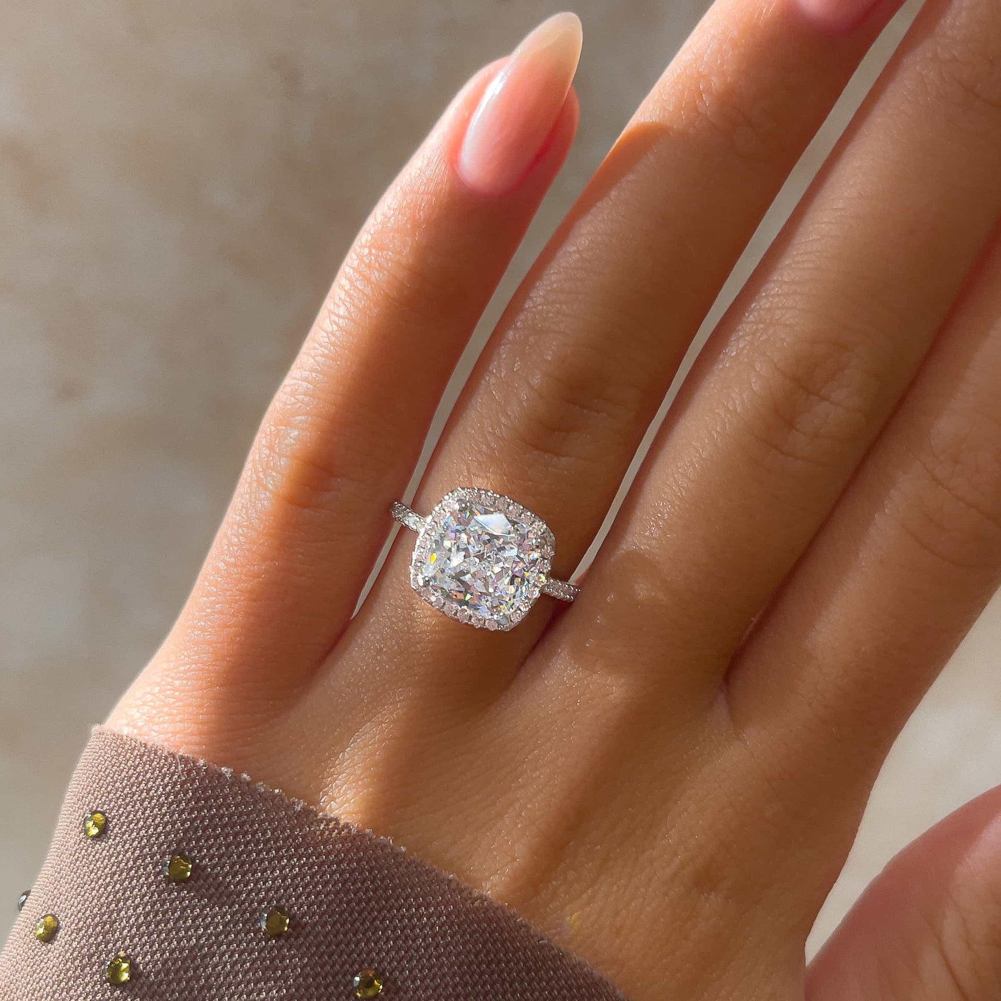 Cushion Cut Halo Engagement Ring