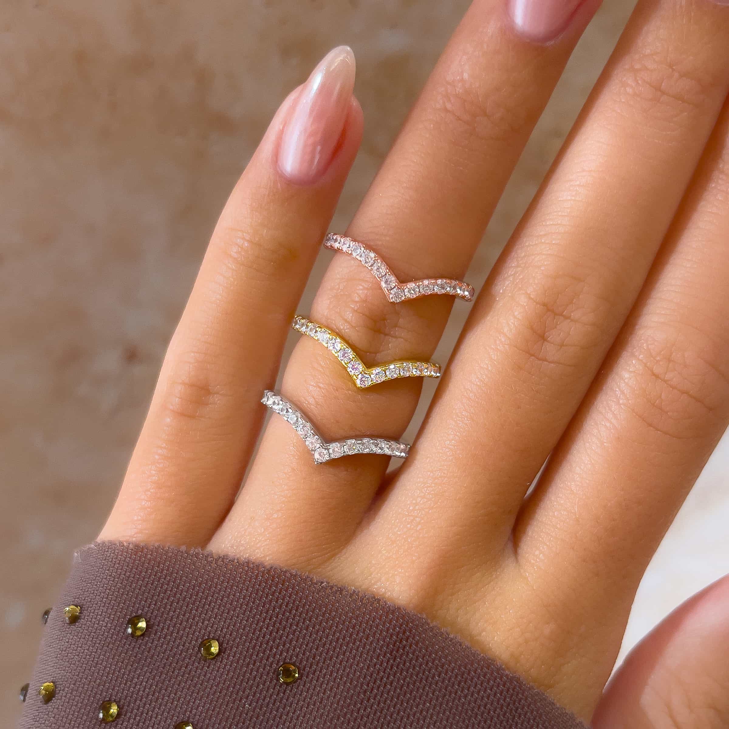 Chevron Half Eternity Wedding Band