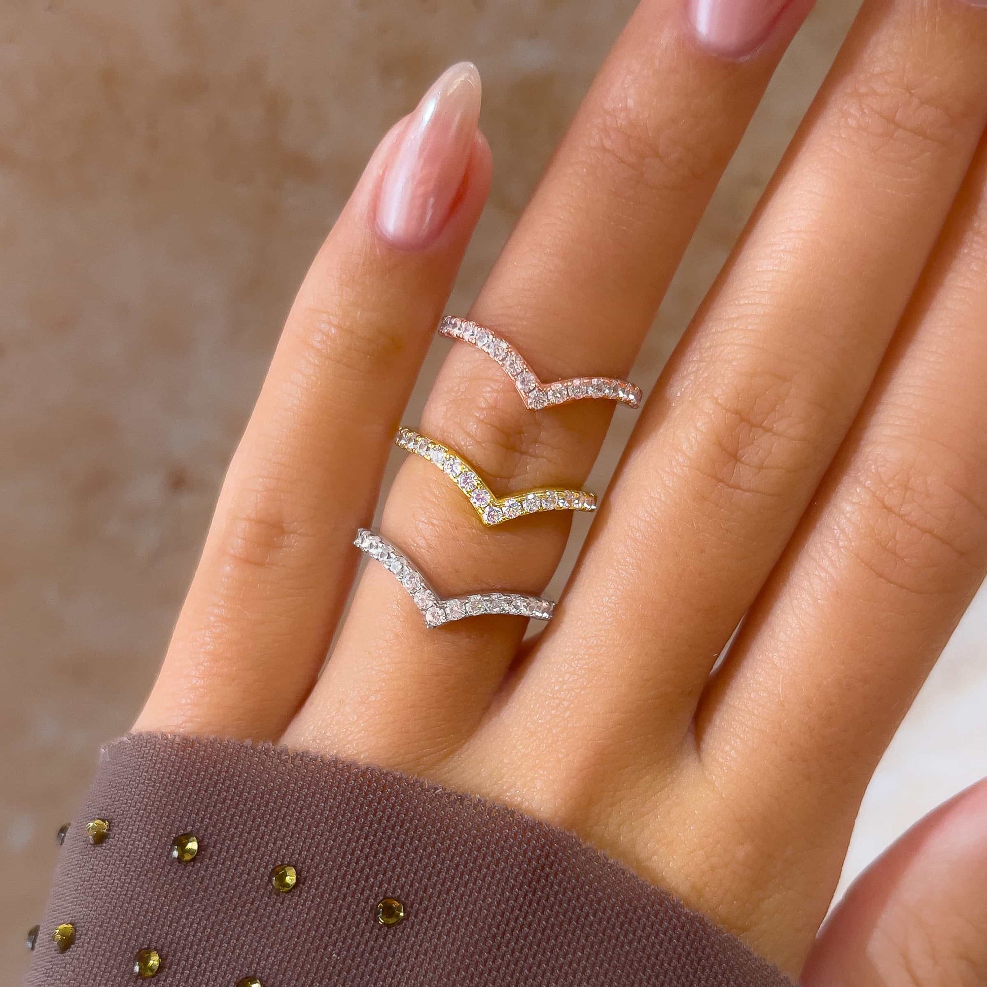 Chevron Half Eternity Wedding Band