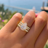 Cushion Halo Engagement Ring Set