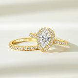 Cushion Halo Engagement Ring Set