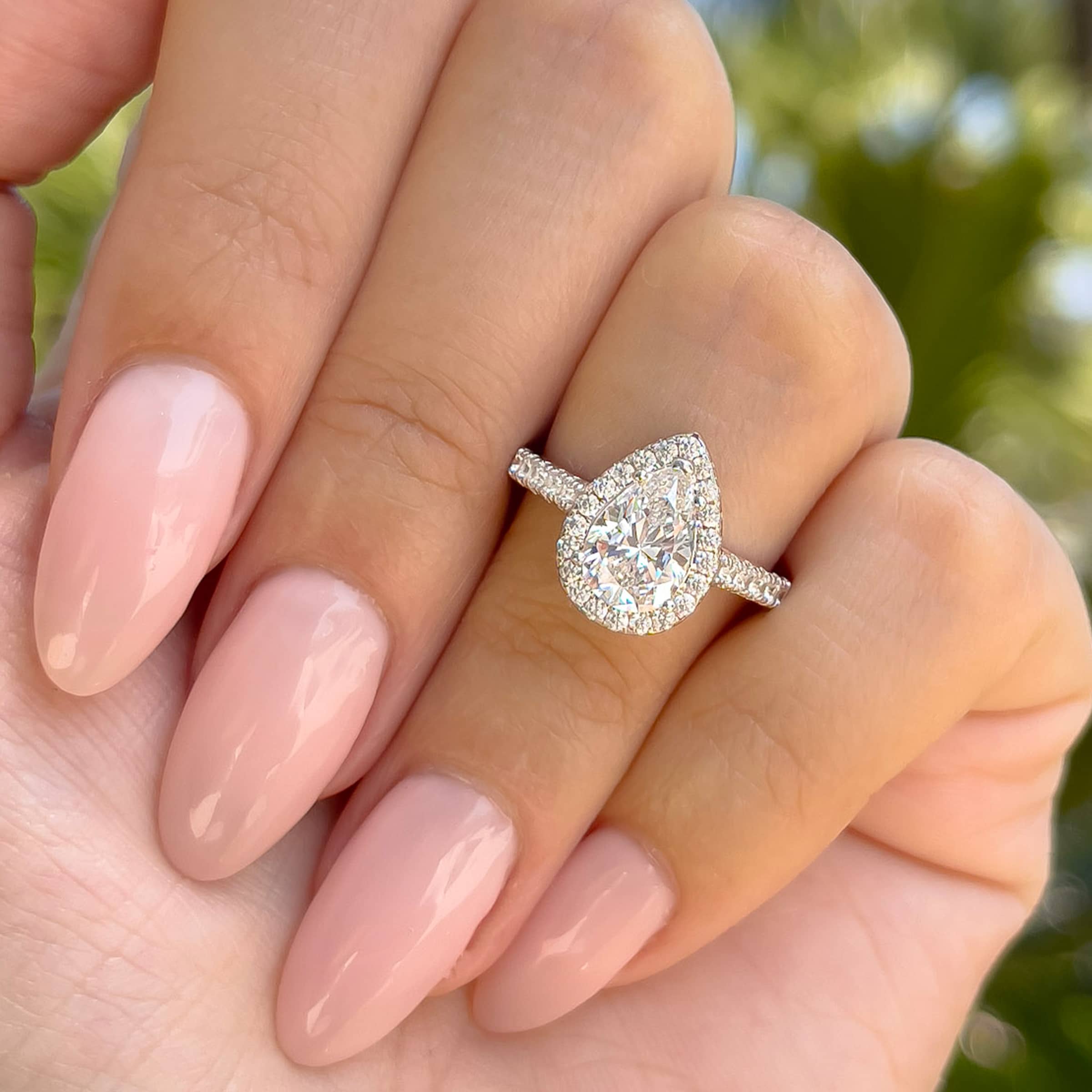 Cushion Halo Engagement Ring Set