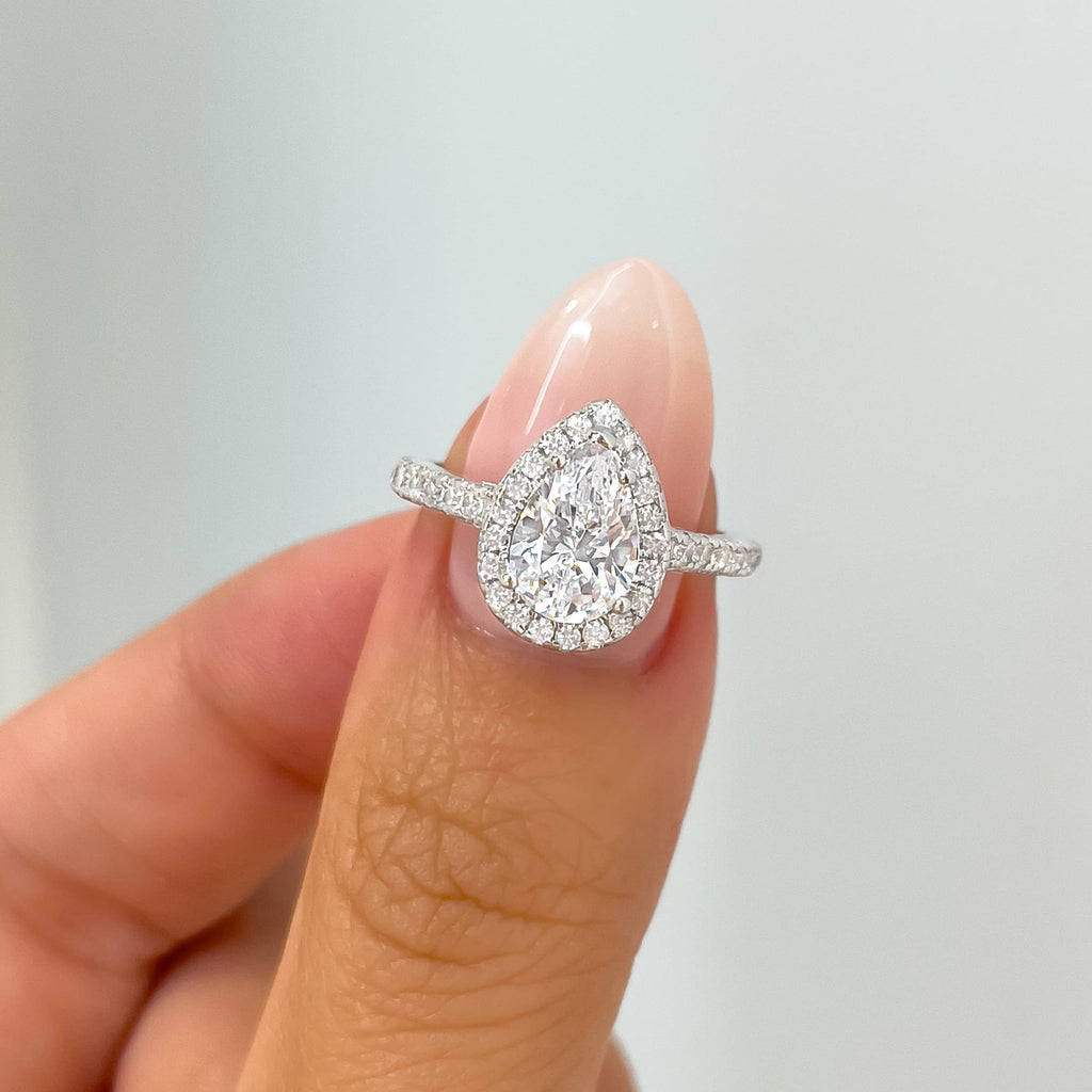 Cushion Halo Engagement Ring Set